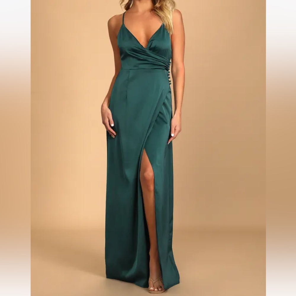 Lulus Teal Satin Dress